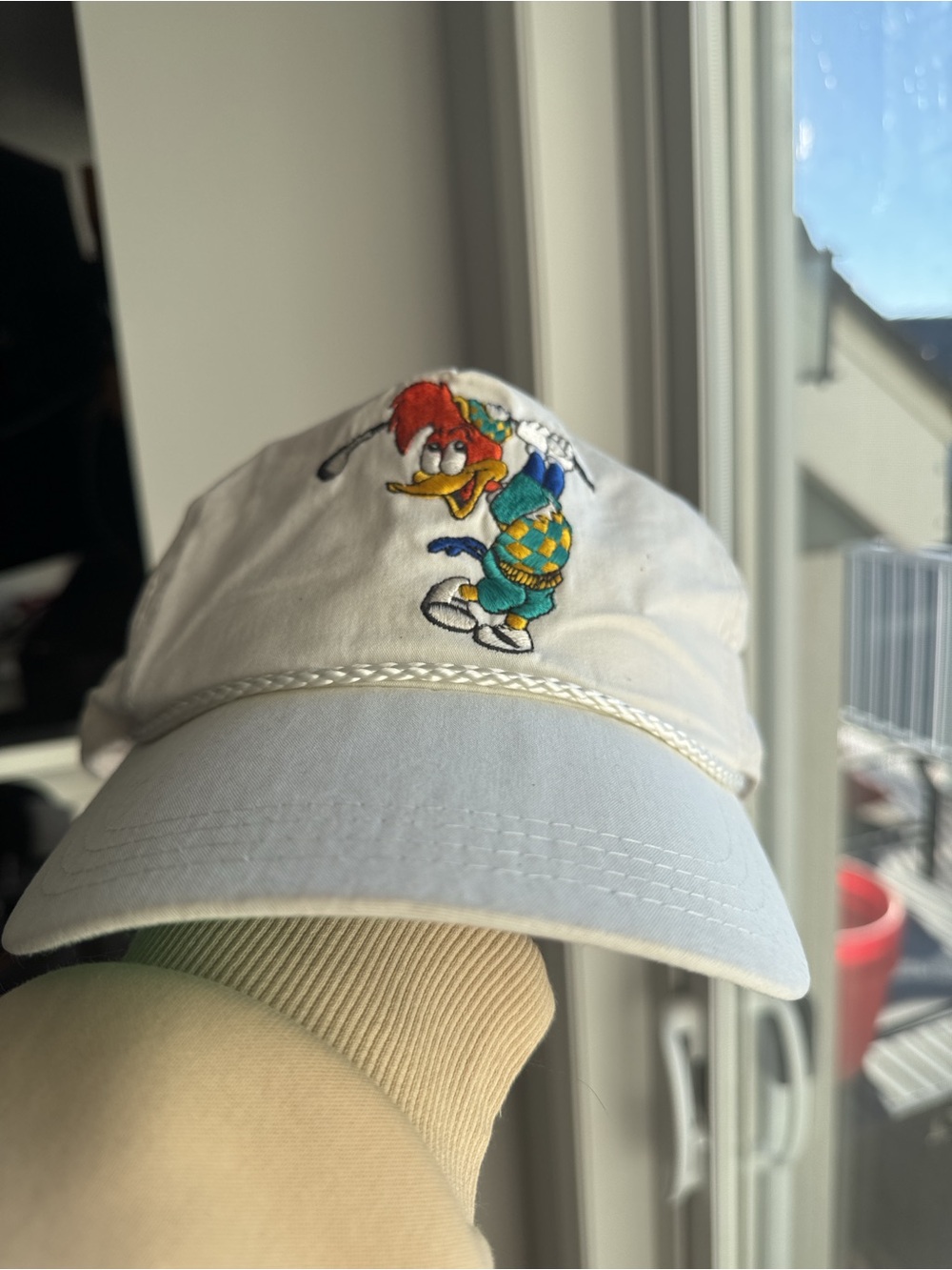 Vintage Universal Studios Woody Woodpecker Golf Snapback Hat White 90s OSFA